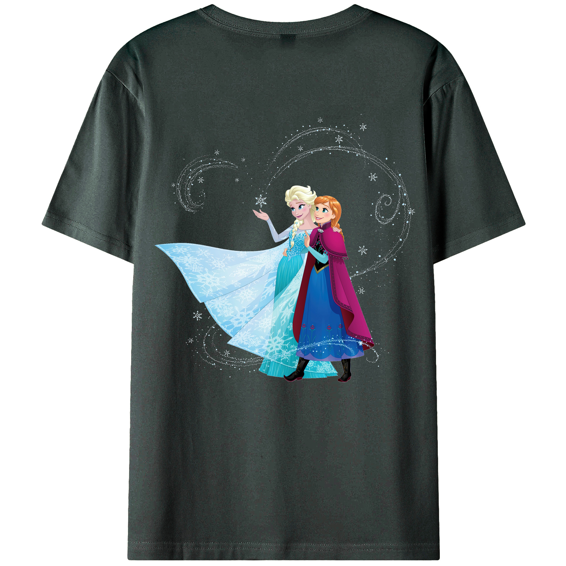 （画像用） アナと雪の女王 アンナ エルサ Frozen Anna Elsa 綿100％ メンズ半袖Tシャツ（バックプリント） 通気性